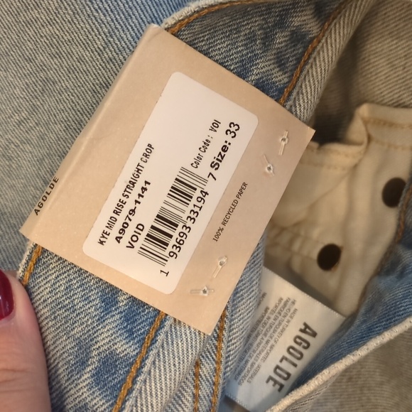Agolde Low Sling Baggy Mid Rise Straight Relaxed Fit Light Blue Women's Jeans 33 - Picture 11 of 12